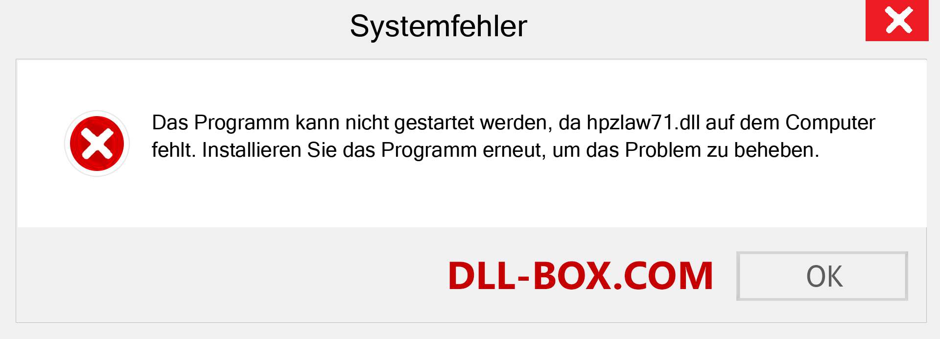 hpzlaw71.dll-Datei fehlt?. Download für Windows 7, 8, 10 - Fix hpzlaw71 dll Missing Error unter Windows, Fotos, Bildern